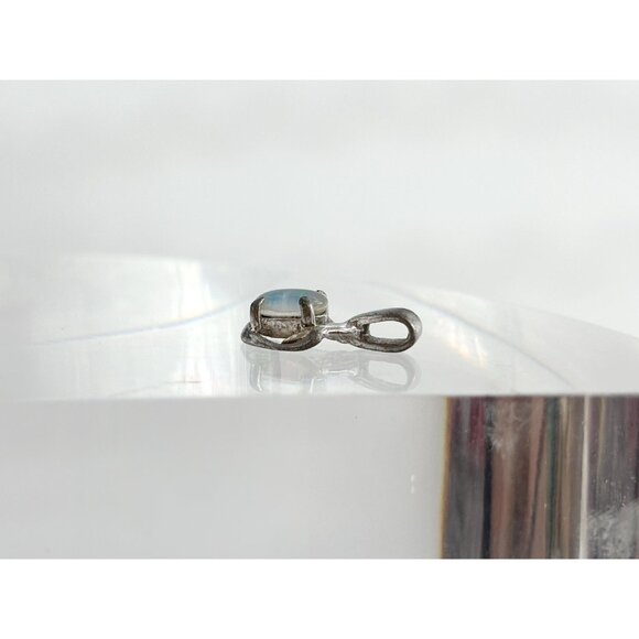 Faux Opal Stone Teeny Tiny Sterling Silver 925 Little Vintage Pendant | Charm - Picture 6 of 7